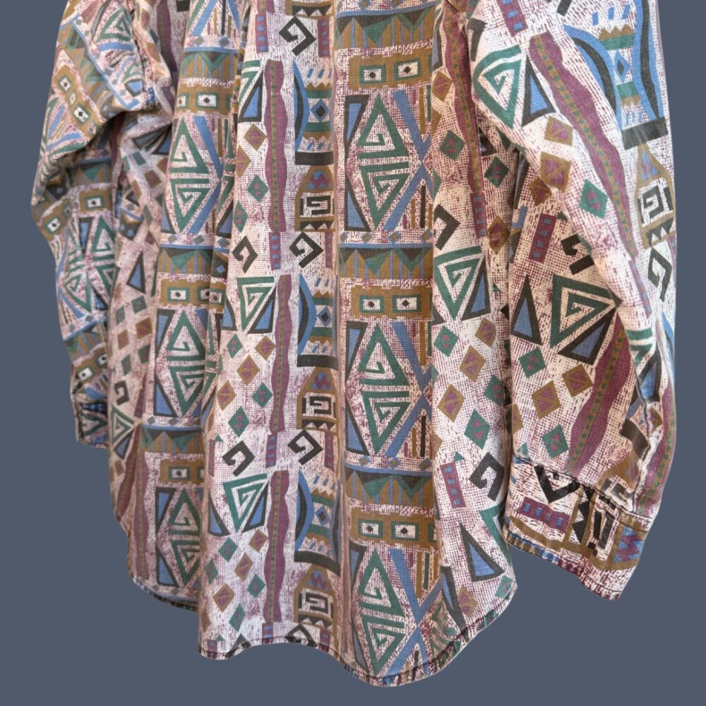 Vintage 90s Palmettos Graphic Southwest Style Button Up - Picture 3 of 7